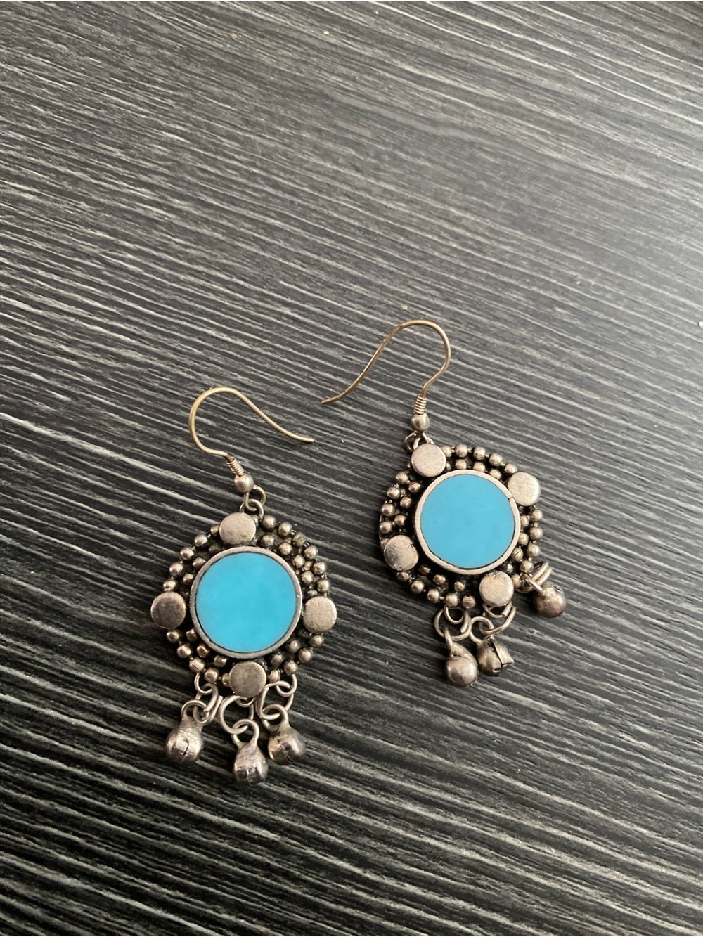 Silver Drop Dangle Earrings - Blue Accent